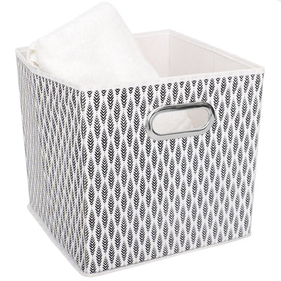 1 of 4:Home Basics Fern Collapsible Non-Woven Storage Bin with Grommet Handle, Black 