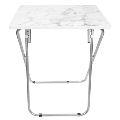 3 of 6:Home Basics Marble Multi-Purpose Foldable Table, Grey/White 