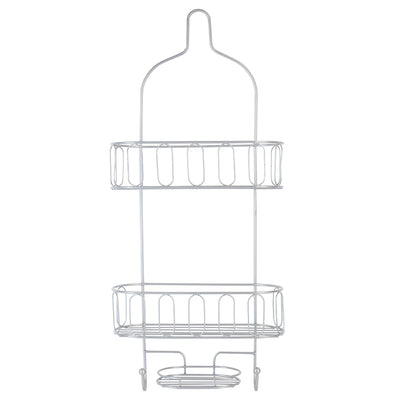 2 of 4:Étagère de douche Home Basics Unity à 2 niveaux avec crochets inférieurs et porte-savon central 