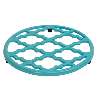 1 of 15:Home Basics Moroccan Lattice Collection Cast Iron Trivet, Turquoise, 8x8x.5 Inches 