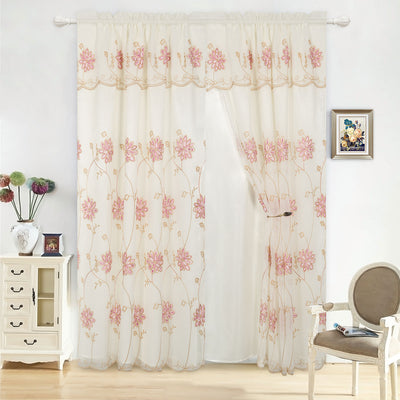 4 of 10:Alice Floral Embroidered Panel With Valance and Backing, 55x84 Inches 