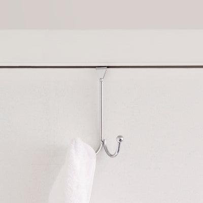 2 of 3:Home Basics Over the Door Double Hook with Rounded Knobs, Chrome 