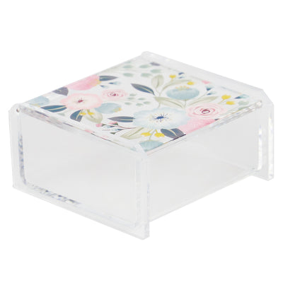 3 of 4:Home Basics Caja de cosméticos de plástico floral, transparente 