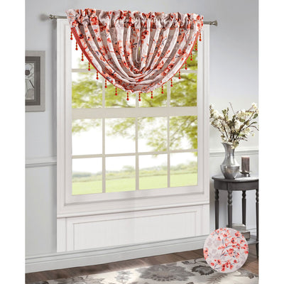 1 of 10:Brandy Jacquard Floral Rod Pocket Window Panel and Valance Treatment, All Sold Separately 