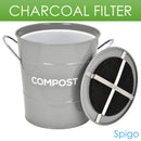 8 of 8:Cubo de basura Spigo Steel Kitchen con filtro de carbón ventilado y balde, gris, 1 galón 