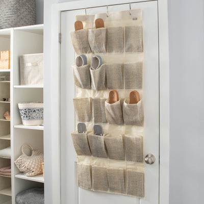 3 of 4:Organizador de zapatos Simplify de 20 bolsillos en yute sintético 