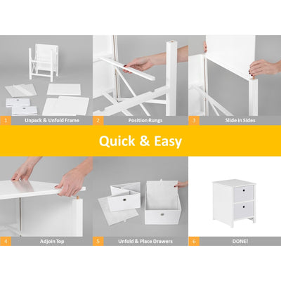 7 of 8:EZ Home Solutions ™ Foldable Furniture 2 Drawer Night Stand 22