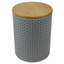 3 of 4:Home Basics Honeycomb Ceramic Canister With Bamboo Lid, Gray, Medium, 5x6.5 Inches 