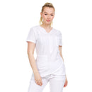 9 of 28:Heal Wear 4-Way Stretch Women's Zippered Tulip Scrub Top 