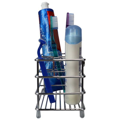 3 of 4:Organiseur de salle de bain en acier Home Basics, chromé, 15 x 9,5 x 10 cm 