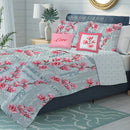 2 of 2:Juliana Oversized 5-Piece Reversible Quilt Set, Cyan-Pink 