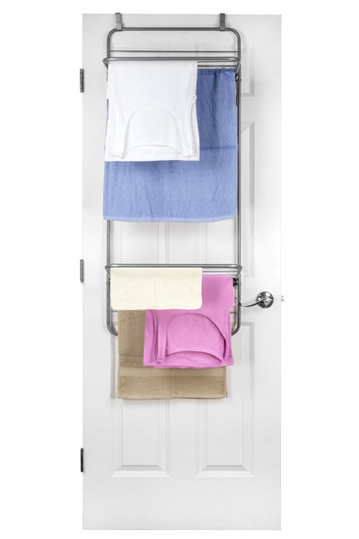 6 of 6:Home Basics Steel Over the Door Towel Dryer Rack, Grey 