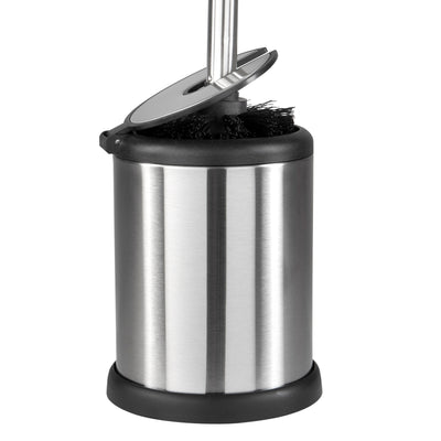 2 of 4:Bath Bliss 2 Pack Self Closing Lid Toilet Brush and Holder in Stainless Steel 