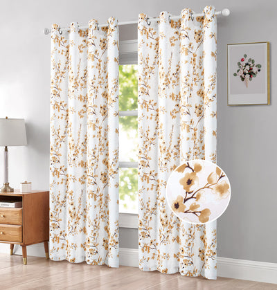1 of 7:Whitney Cherry Flowers Room Darkening Grommet Window Panel, 54x84 Inches 