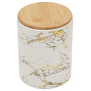 1 of 3:Home Basics Marble Like Medium Ceramic Canister with Bamboo Top, White 