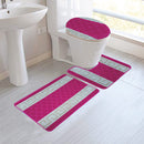 1 of 1:Nicole 3-Piece Mega Bath Mat Set, Greek Key Design, Rose 