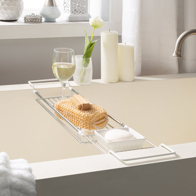 3 of 4:Neu Home Expandable Bathtub Caddy in Chrome 