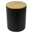 3 of 4:Home Basics Wave Ceramic Canister With Bamboo Lid, Black, Medium, 5x6.5 Inches 