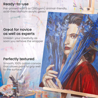3 of 7:ARTEZA Streched Canvas, 36x45 Inches, 5 Count 
