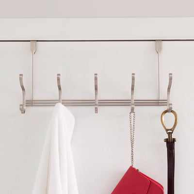 2 of 3:Home Basics Over the Door 5 Hook Hanging Rack, Satin Nickel 
