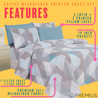 9 of 12:PREMIUS Premium Geoseph 4 & 6 Piece Microfiber Printed Wrinkle-Free Sheet Set 