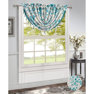 2 of 10:Brandy Jacquard Floral Rod Pocket Window Panel and Valance Treatment, All Sold Separately 