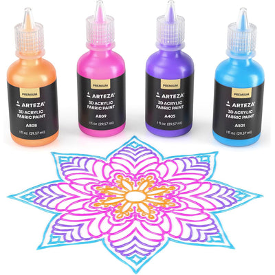 3 of 6:ARTEZA Premium 3D Acrylic Fabric Paint, Vibrant Colors, 30 Count 