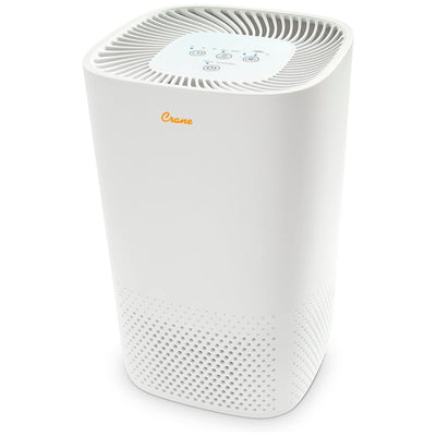 1 of 7:Crane Air Purifier with UV Light and True HEPA Filter, White, 250 Sq Ft Coverage 
