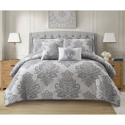 3 of 6:Berlin Palace 5 Piece Damask Design Comforter Set 