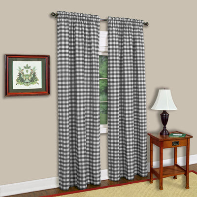 1 of 4:Buffalo Check Window Curtain Panel - 42x95 - Black 
