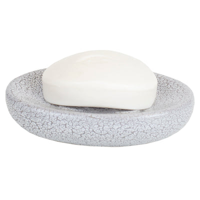 2 of 5:Home Basics Crackle Juego de accesorios de baño de cerámica de 4 piezas, gris 