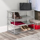 5 of 6:Home Basics 12 Pair Non-Woven Multi-Purpose Stackable Shoe Rack, Grey, 24.5x12x24 Inches 