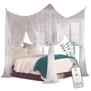 1 of 7:Just Relax Juego de dosel para cama con poste de cuatro esquinas con luces LED y control remoto, blanco, Full-Queen-King 