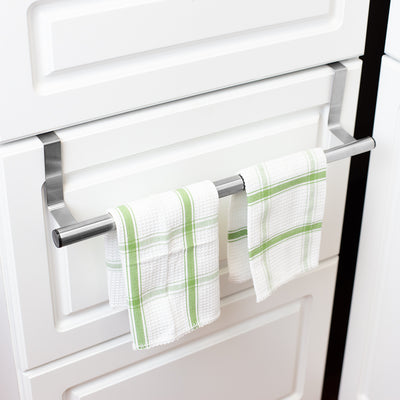 5 of 6:Home Basics Over the Cabinet Door Quick Install Hanging Modern Expandable Steel Towel Storage Rack, Chrome 