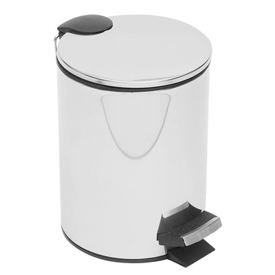 1 of 7:Poubelle ronde Home Basics de 3 litres avec poignée de transport, acier inoxydable mat 