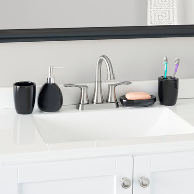 4 of 5:Home Basics 4 Piece Bath Accessory Set, Black 