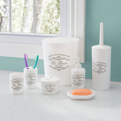 8 of 10:Home Basics Paris Collection Conjunto de baño de 7 piezas, color blanco 