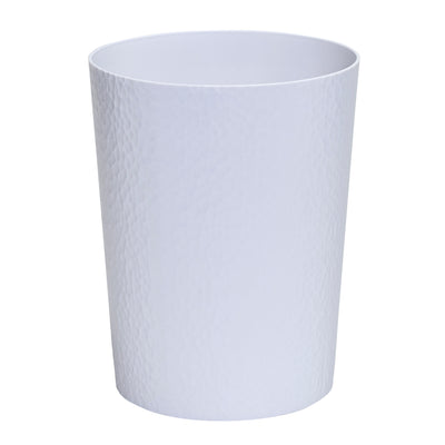 1 of 2:Bath Bliss Hammered Textured Trash Can in White 