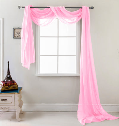 4 of 18:Celine Elegant Sheer Voile Window Scarf, 55x216 Inches 