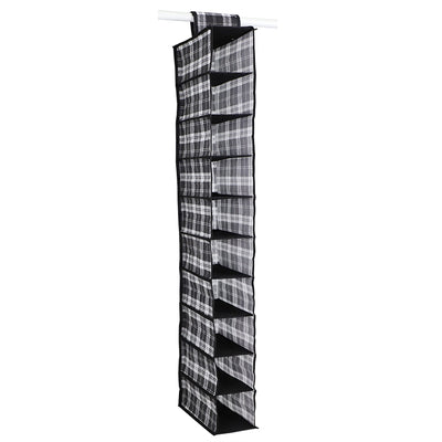 3 of 4:Home Basics Plaid 10 Shelf Non-Woven Hanging Shelf Organizer, Black 