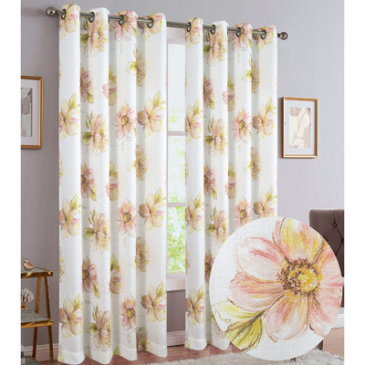 1 of 4:Marianne Texured Floral Printed Grommet Window Panel, 54x84 Inches 