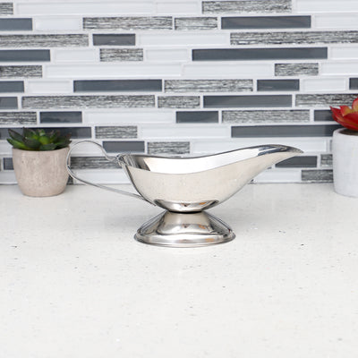 4 of 4:Saucière Home Basics grande capacité en acier inoxydable, argentée 