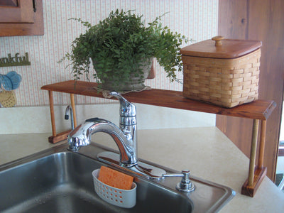 10 of 13:Home Basics Rustic Pine Over Sink Shelf, Wood, 30x6x8 Inches 