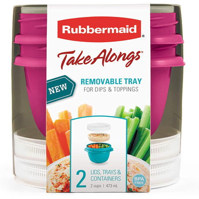 3 of 3:Rubbermaid Take Alongs 2 Food Containers with Tray and Lid, Blue 