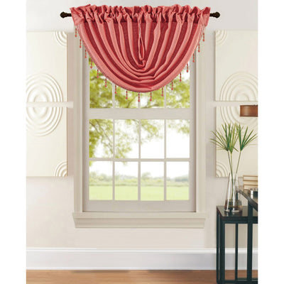 2 of 2:Leah Jacquard Textured Window Panel and Valance Treatments, Coral 