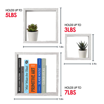 4 of 6:Home Basics 3 Piece MDF Floating Wall Cubes, Grey 