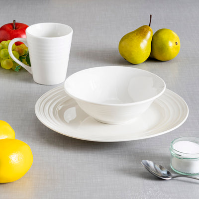 4 of 5:Home Basics Taza de cerámica con círculo en relieve de 11,5 onzas, color blanco 