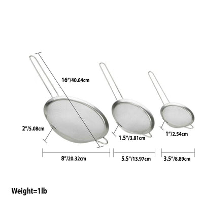 5 of 5:Home Basics 3 Piece Mesh Stainless Steel Strainer Set, Silver 