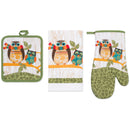 5 of 15:PREMIUS 3 Piece Printed Kitchen Linen Set, 1 Cotton Towel, 1 Pot Holder, 1 Oven Mitt 
