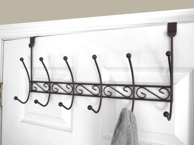 1 of 8:Home Basics 6 Hook Over Door Hook Rack, Scroll, 19.5x5x9.75 Inches 